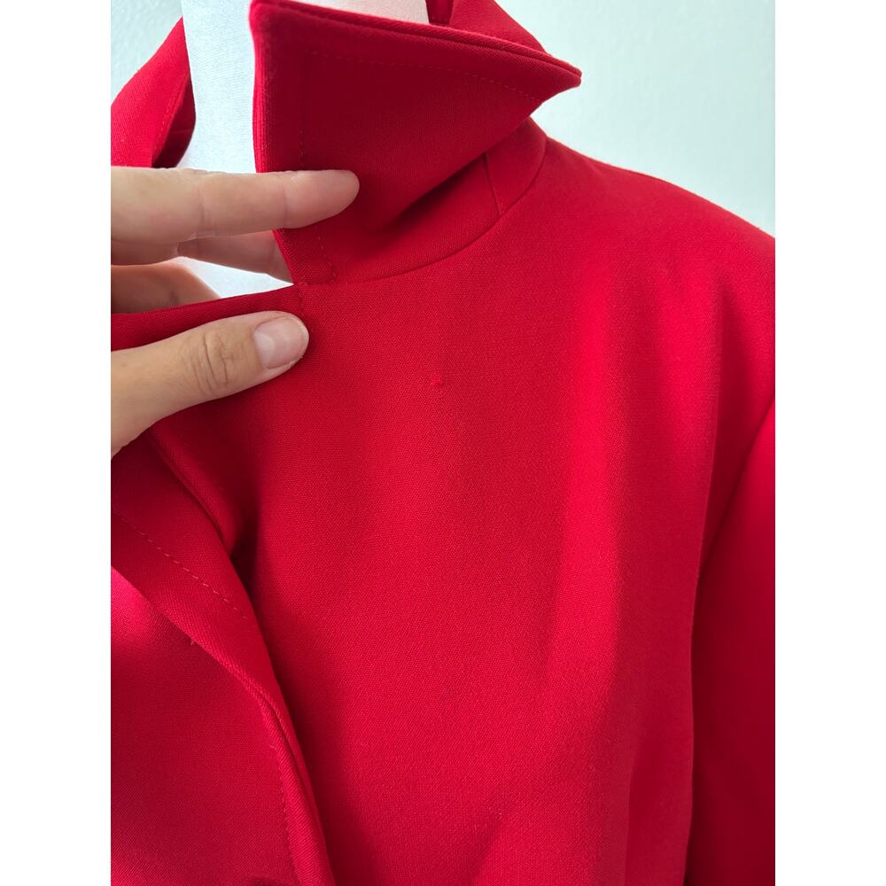 Zara Woman Red Mid Length Jacket Coat XL Statement Collar Metal Buttons - Picture 6 of 11